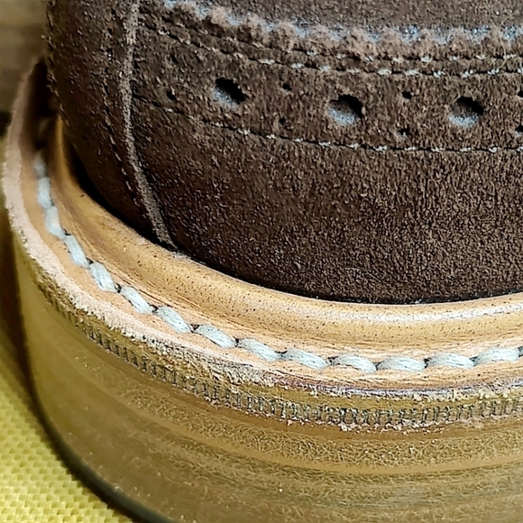 END. X TRICKER'S RICHARD GOLOSH BROGUE Chocolate Repello Suede LIMITED Men's 7.5 - Picture 9 of 13